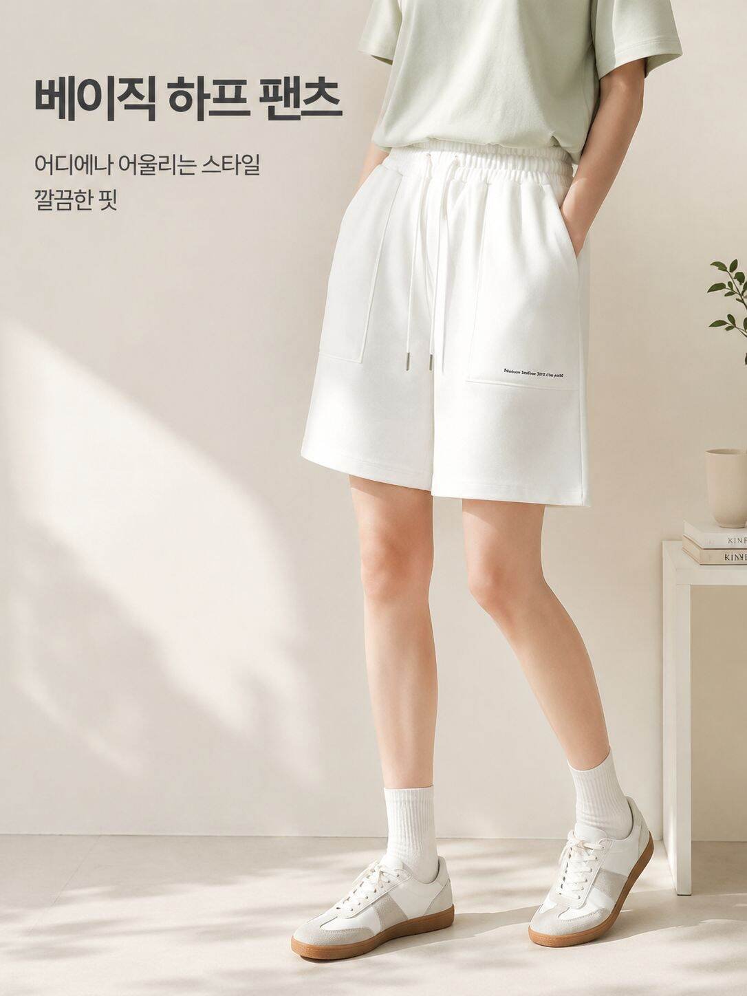 순면 여성용 베이직 얇은 슬림핏 빅사이즈 5부 바지 여름용