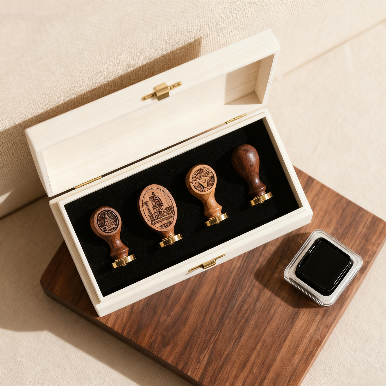 빈티지 목각 인감 도장 세트