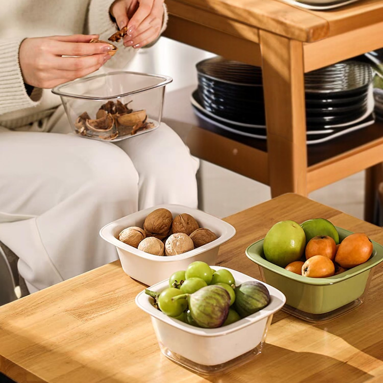 가정용 이중 물빠짐 바구니 두꺼운 야채 접시 다용도 토핑 접시 과일 접시 물빠짐 바구니 두꺼운 야채 접시