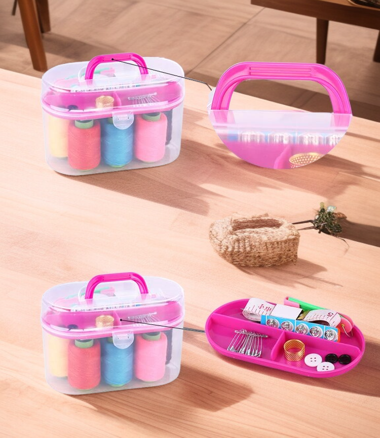 多色縫紉線及針組合圖