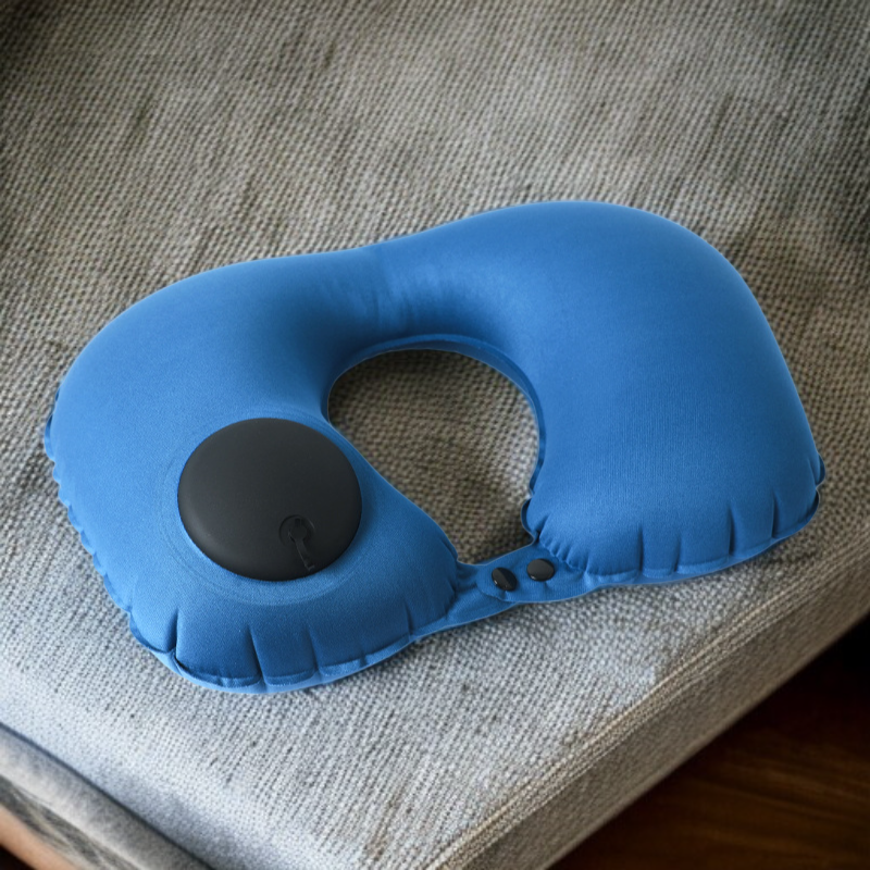 Press to inflate the U-shaped pillow