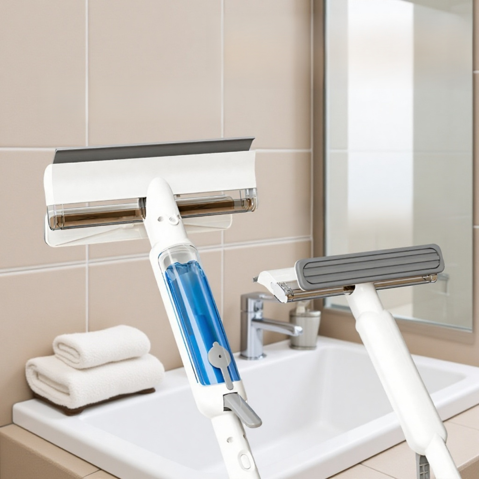 Narzędzie do czyszczenia szkła w domu z rozpylaczem wody i ściągaczką