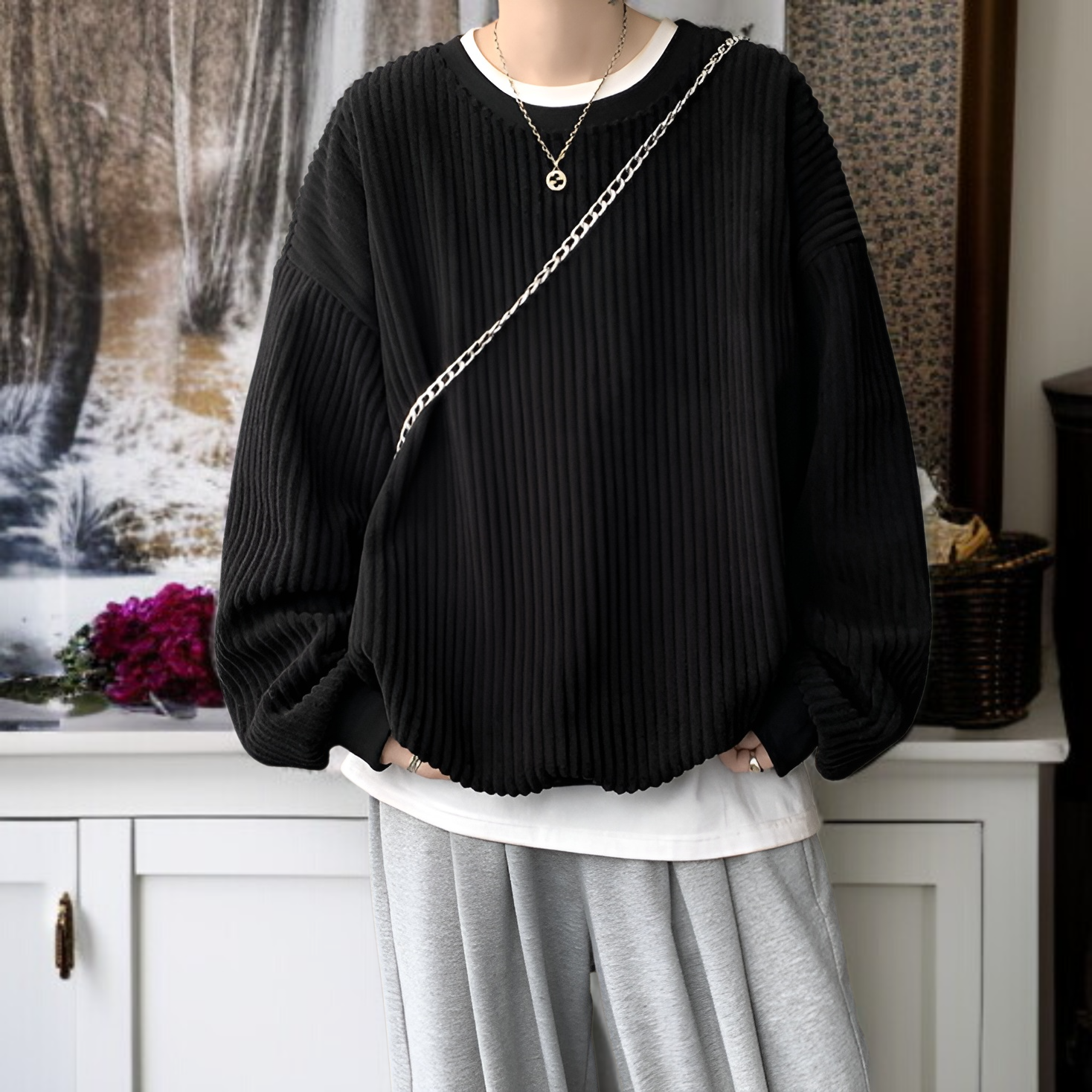 新しいカジュアルメンズスウェットシャツ全体像