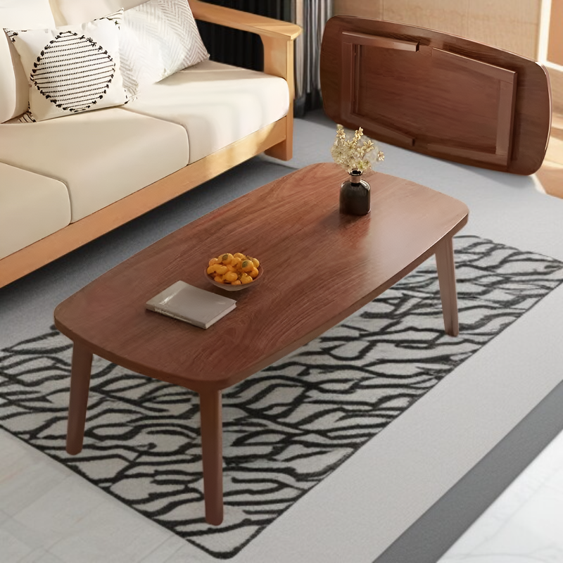Table pliable avec pieds en bois naturel vue d'ensemble