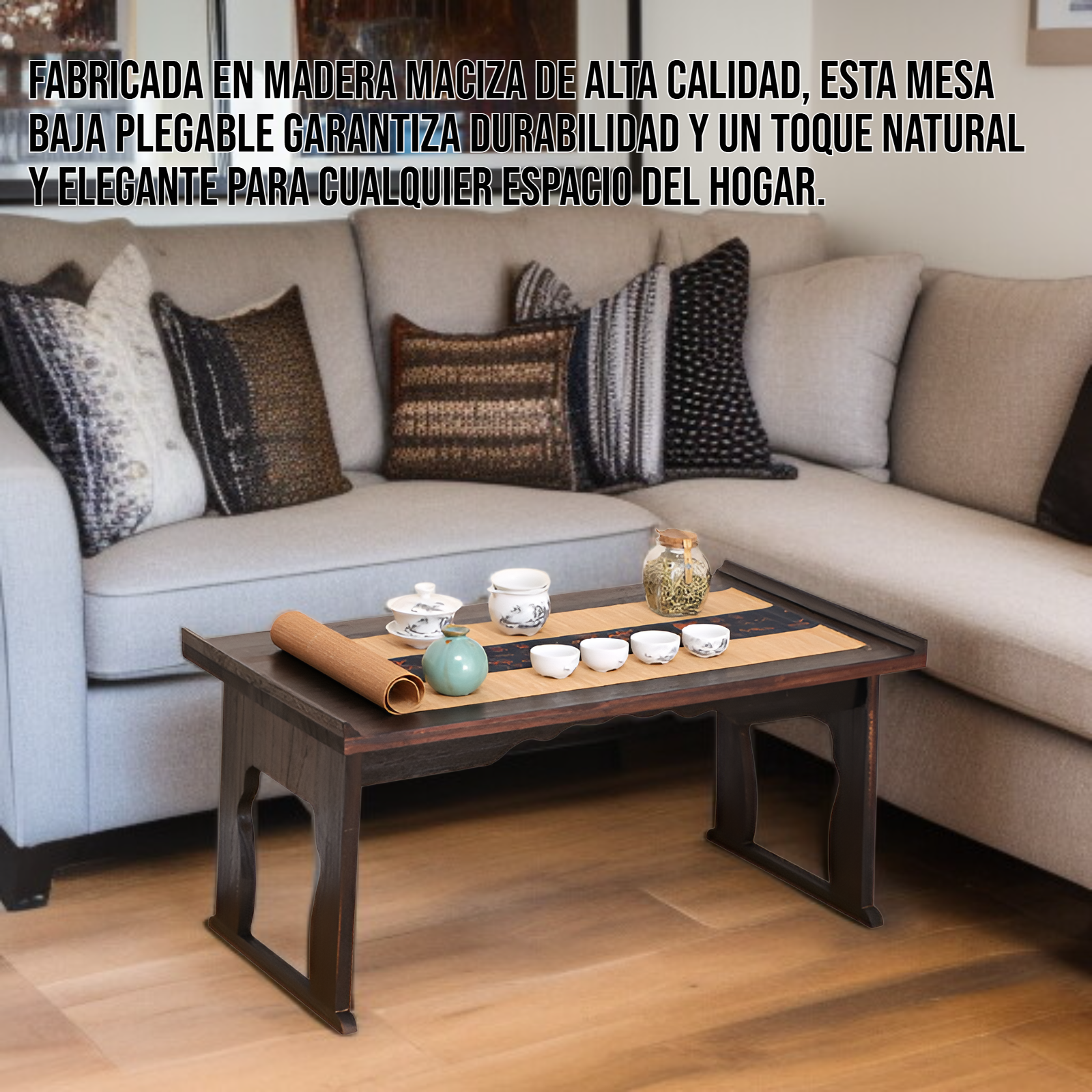 Mesa baja plegable de madera maciza para el hogar