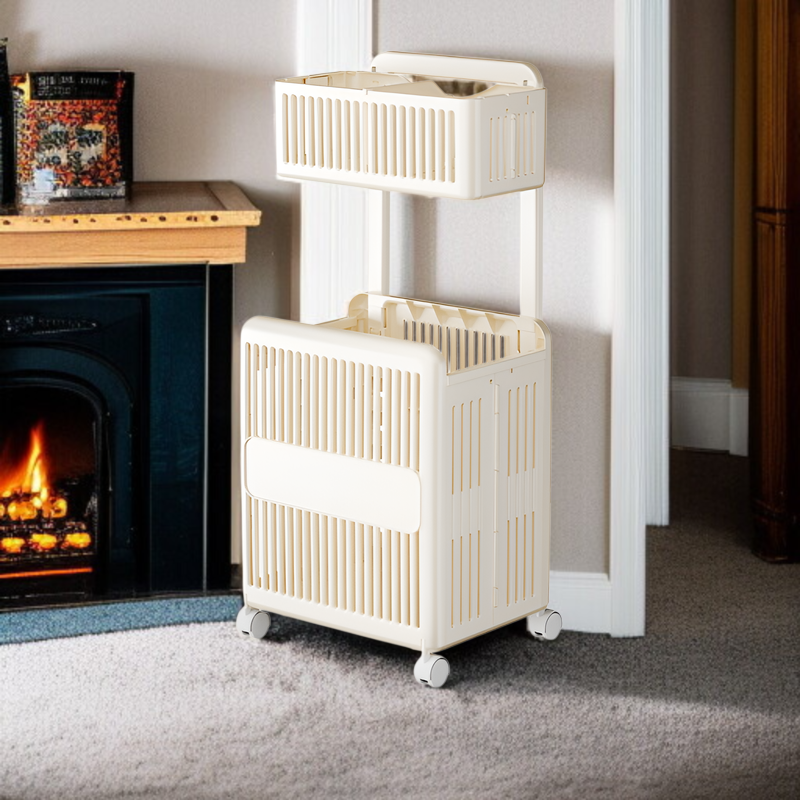 折りたたみ式汚れた衣類バスケット 家庭用床置き式衣類収納バスケット 浴室用ランドリーバスケット 取り外し可能な多層汚れた衣類バスケット