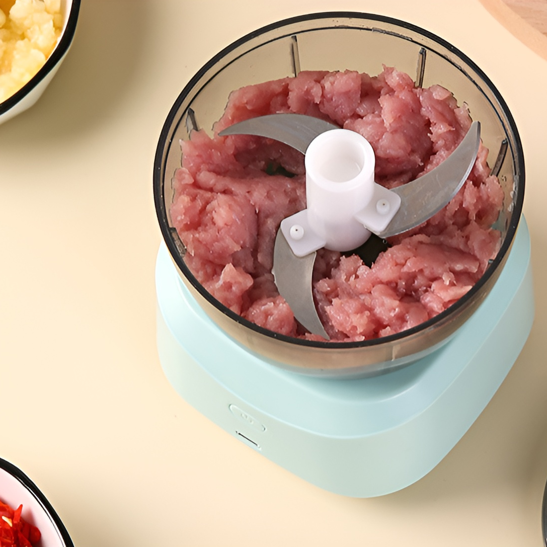 Picadora de carne pequeña doméstica, procesador multifuncional, mezclador de verduras y ajo