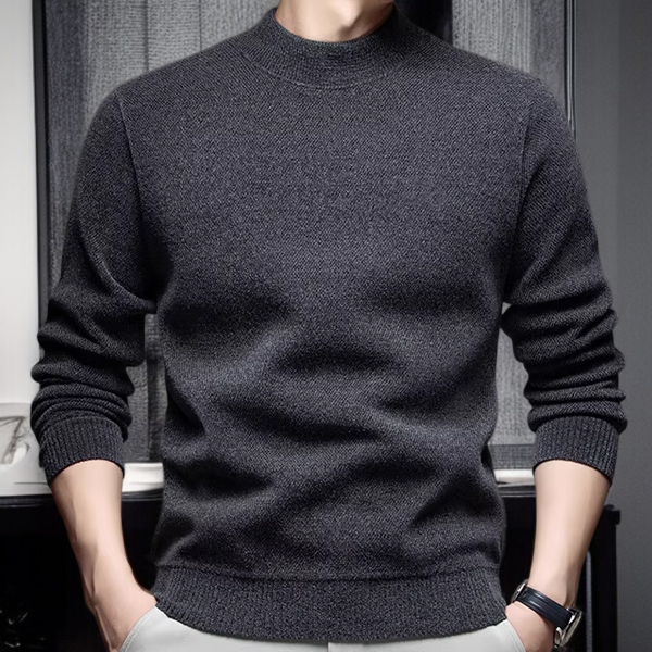 メンズ裏起毛クルーネックウールニットセーター
