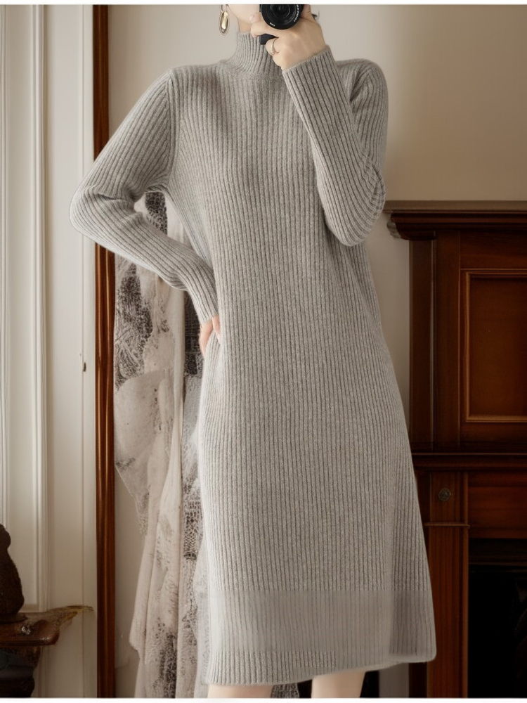 오버 무릎 이너 니트 원피스 가을 겨울 나른한 바람 롱 니트 이너 반폴라 원피스