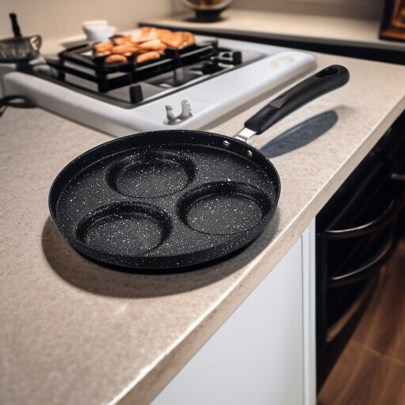 キッチン家庭用パン卵団子パンストライプハート型ノンスティックオムレツパンフラットボトムノンスティックパンウェア