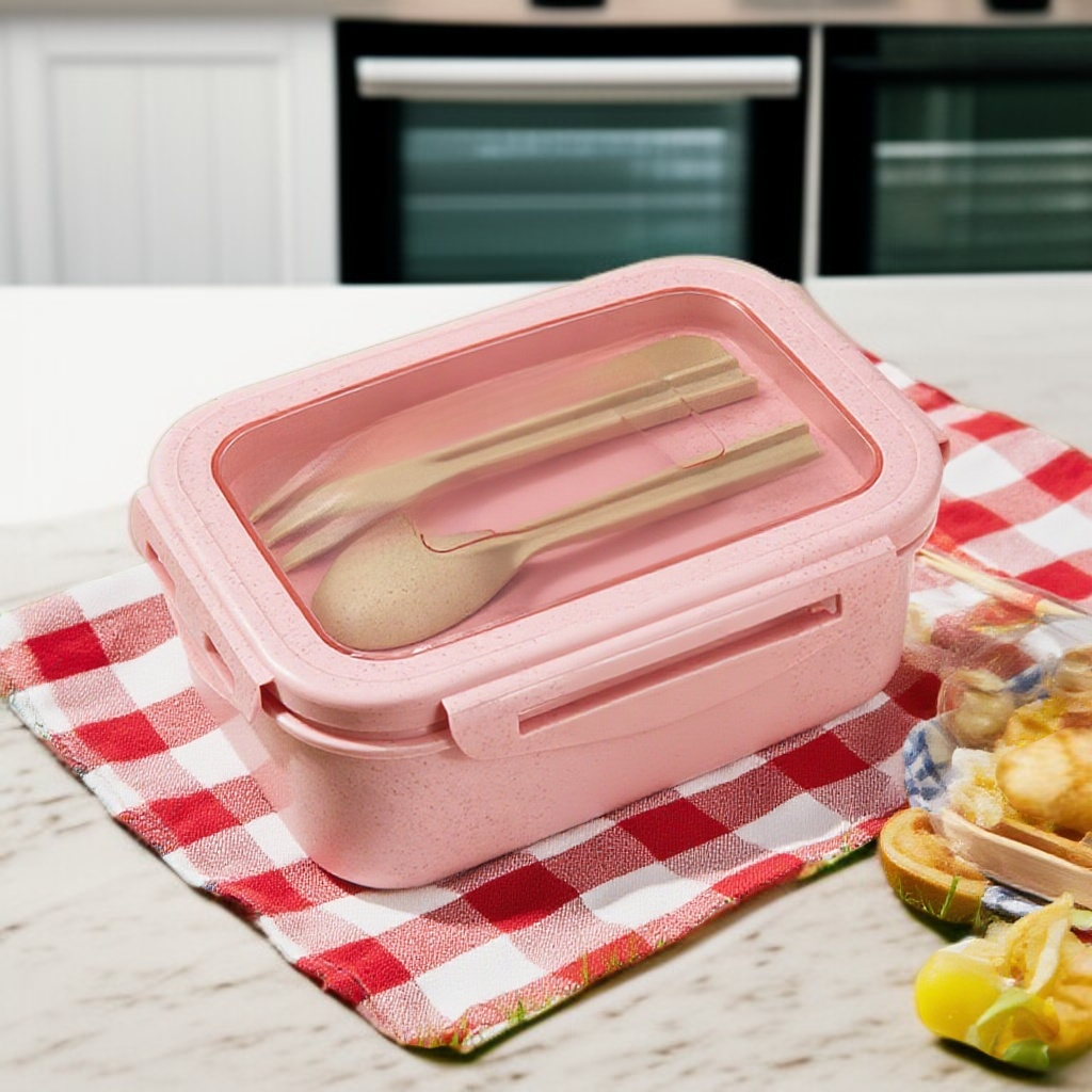 Office worker lunch box with cutlery
