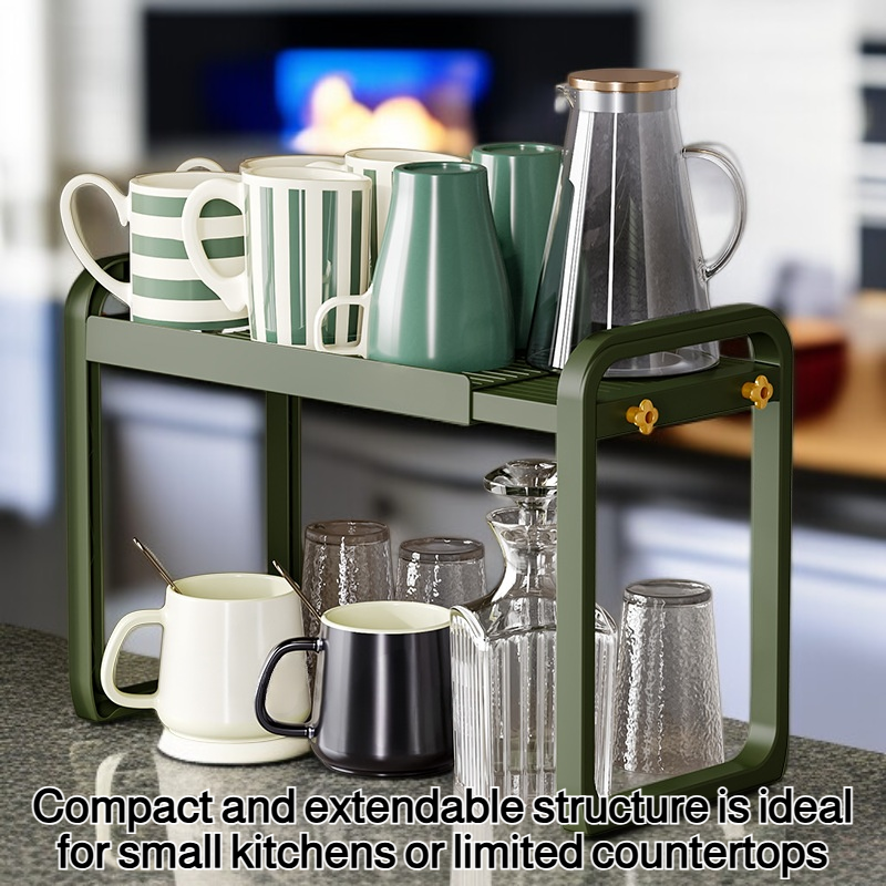 Extendable Mini Kitchen Storage Rack on countertop