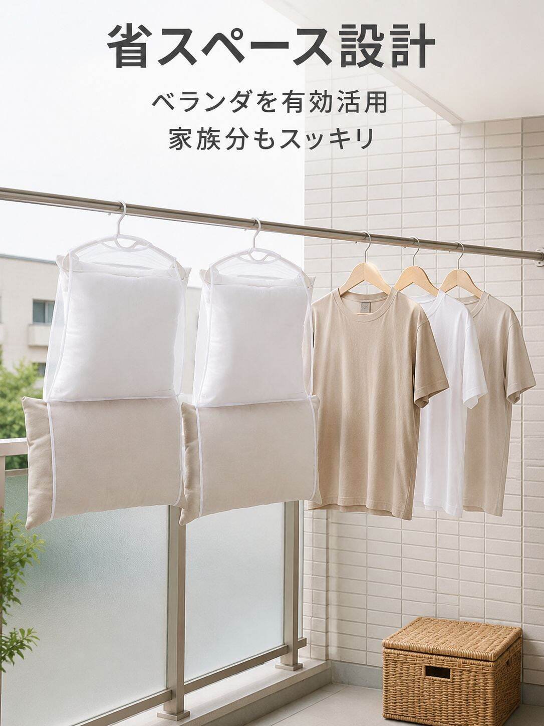 多機能屋外防風枕乾燥ネット 家庭用バルコニー衣類ラック 枕クリップ付き