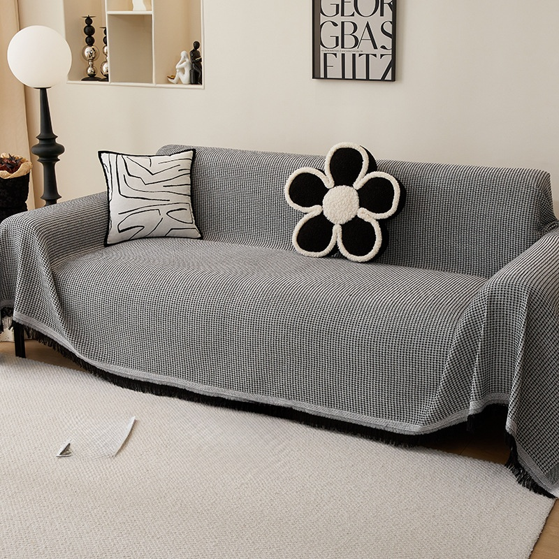 크림 와플 소파 쿠션