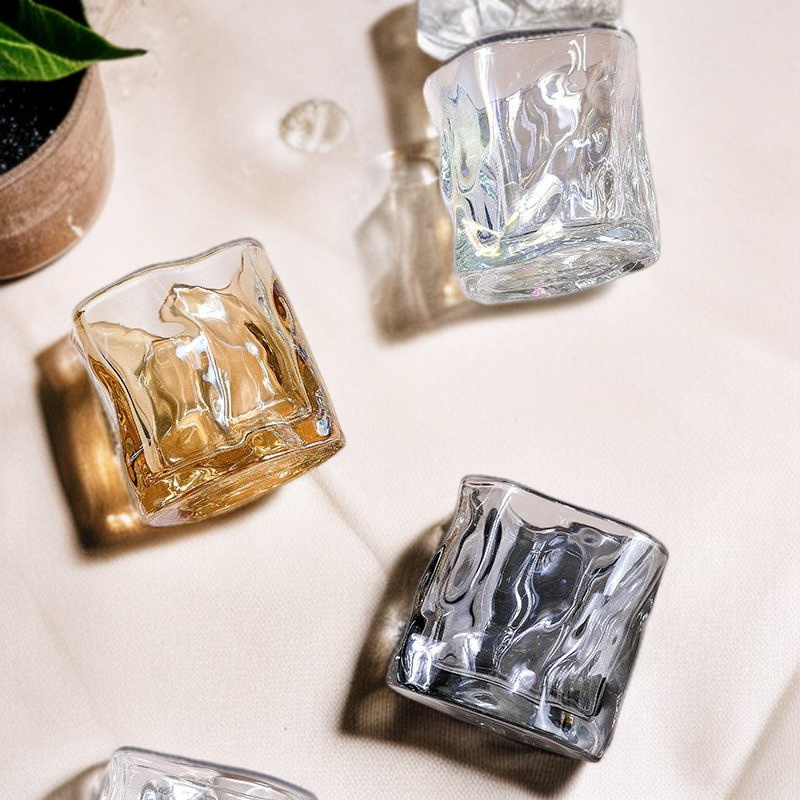 Summer Twist Glass Cup - Unique Shaped Whiskey and Water Tumbler