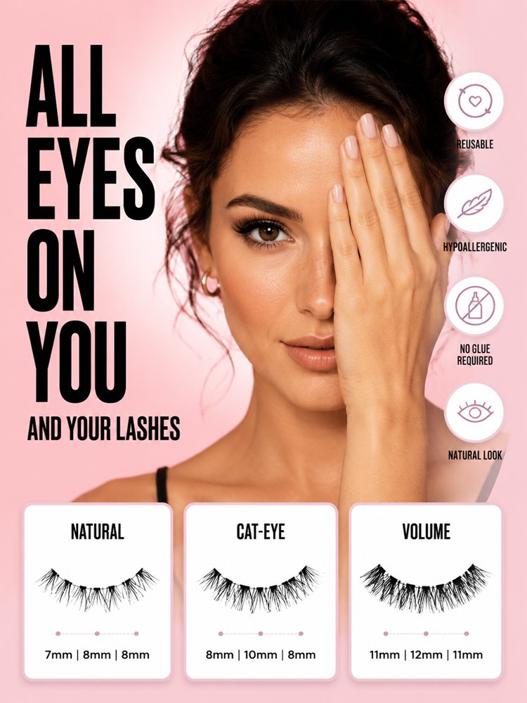 [No glue, no removal hassle; achieve perfect lashes in 3 seconds] Magnetic False Eyelashes