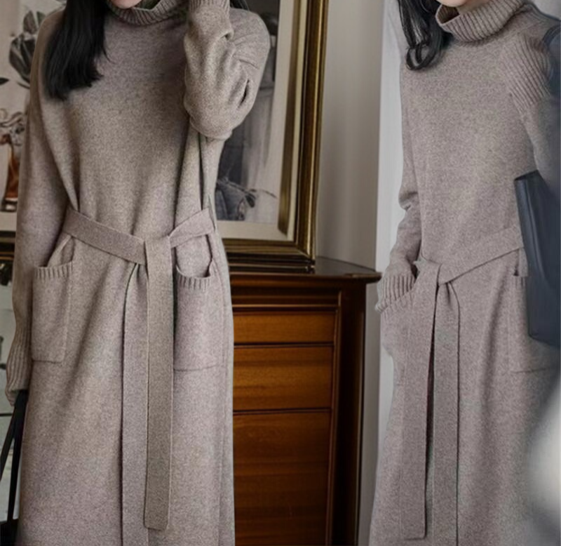 세련된 컬러의 롱 니트 원피스