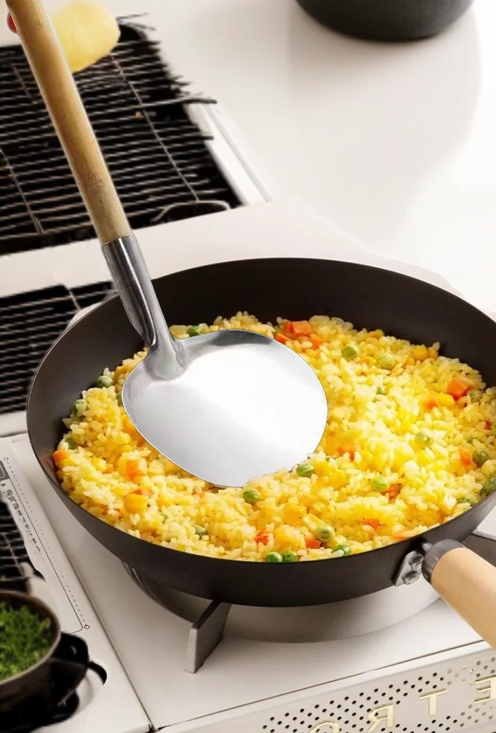 농가 토가 논스틱 냄비 나무 손잡이 둥근 주걱 모자 볶음 주걱 냄비 나무 손잡이 둥근 주걱