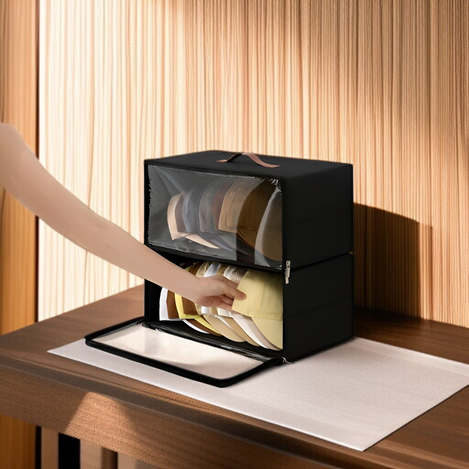 不織布野球帽収納ボックス雑貨収納整理ジッパー帽子ボックス布収納ボックス