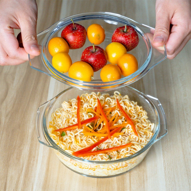 Crystal glass bowl with lid and handles