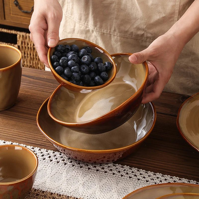 Modern Style Ceramic Color Glazed Porcelain Dinner