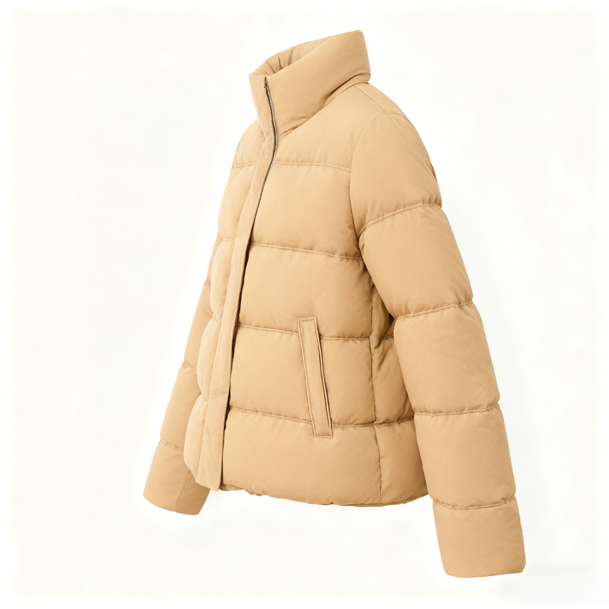 Beiger kurzer Daunenmantel 