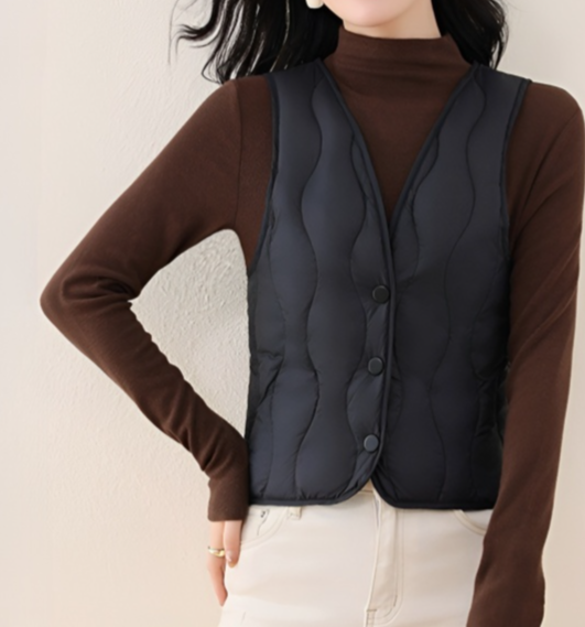 新しい冬スタイルの女性のダウンシルクベスト、軽量で暖かいフリースベスト、ショートベスト、インナーレイヤー