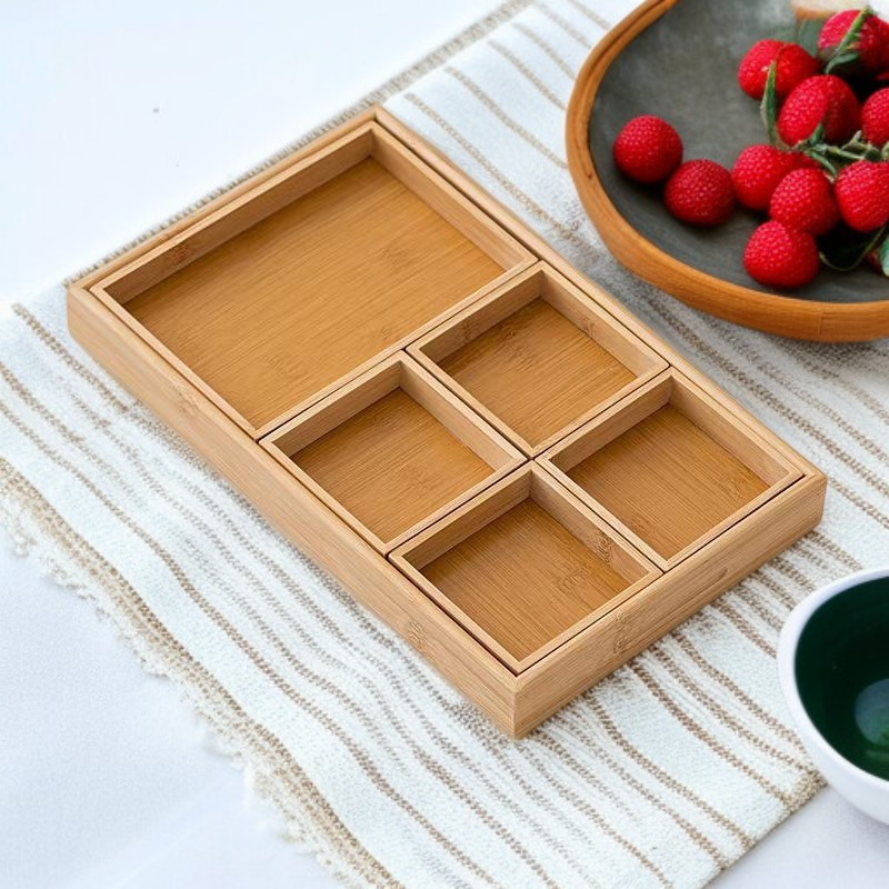 대나무 칸막이 말린 과일 상자 트레이