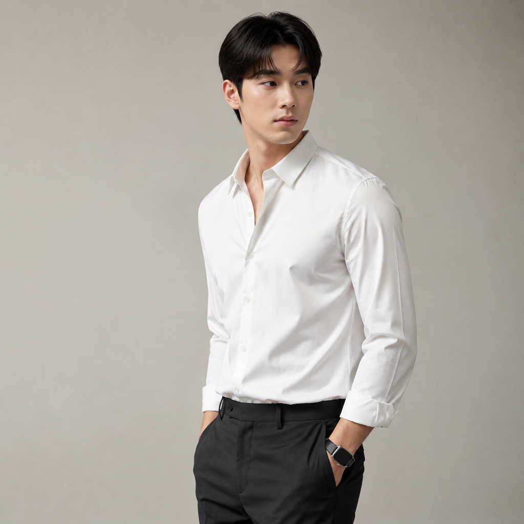 럭셔리 실켓 코튼 무봉제 남성 셔츠