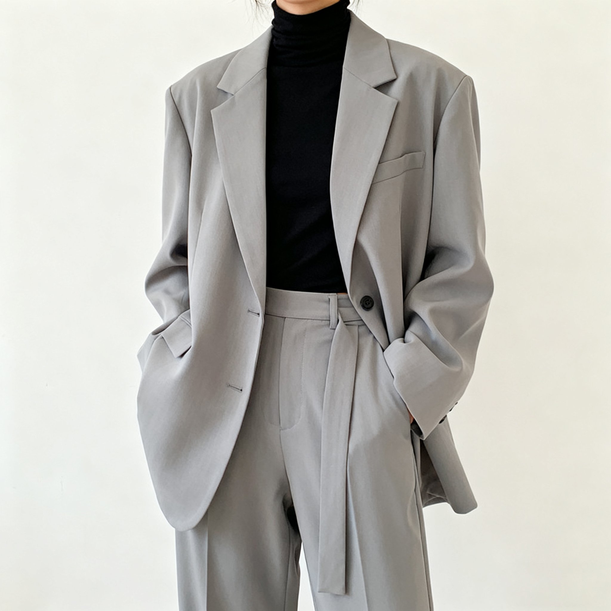 밝은 회색 정장 재킷