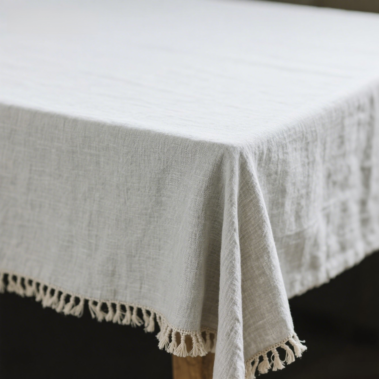 Modern minimalist table setting with solid color tablecloth