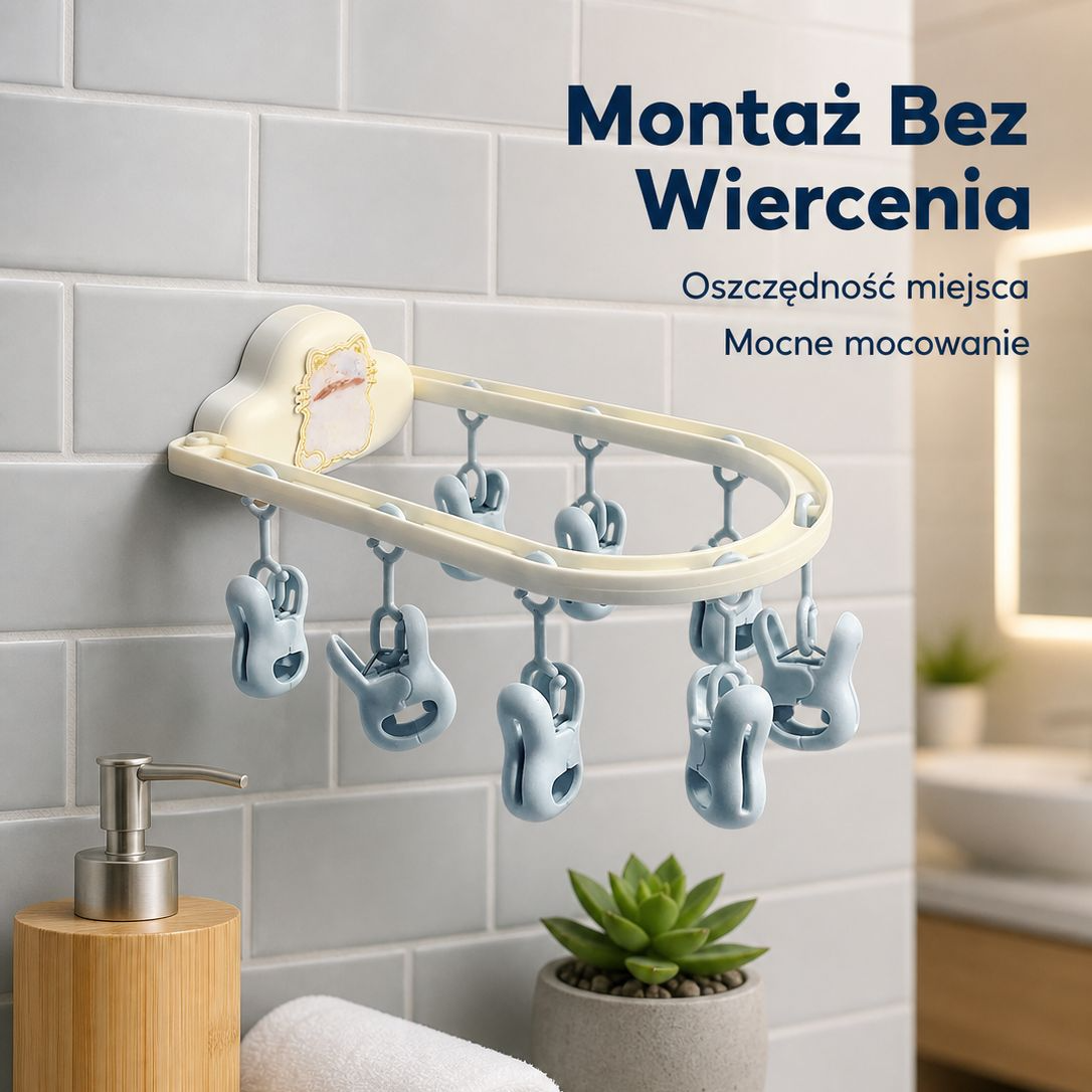 Domowa suszarka na bieliznę i skarpetki bez śladów, z klipsami, do ubrań dziecięcych