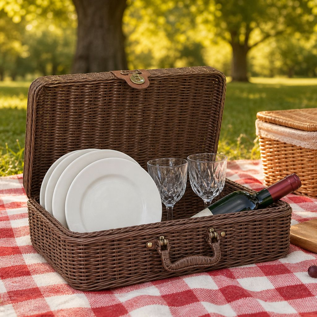 Rattan woven suitcase souvenir gift box hand-woven storage basket New Year holiday gift box photo pr