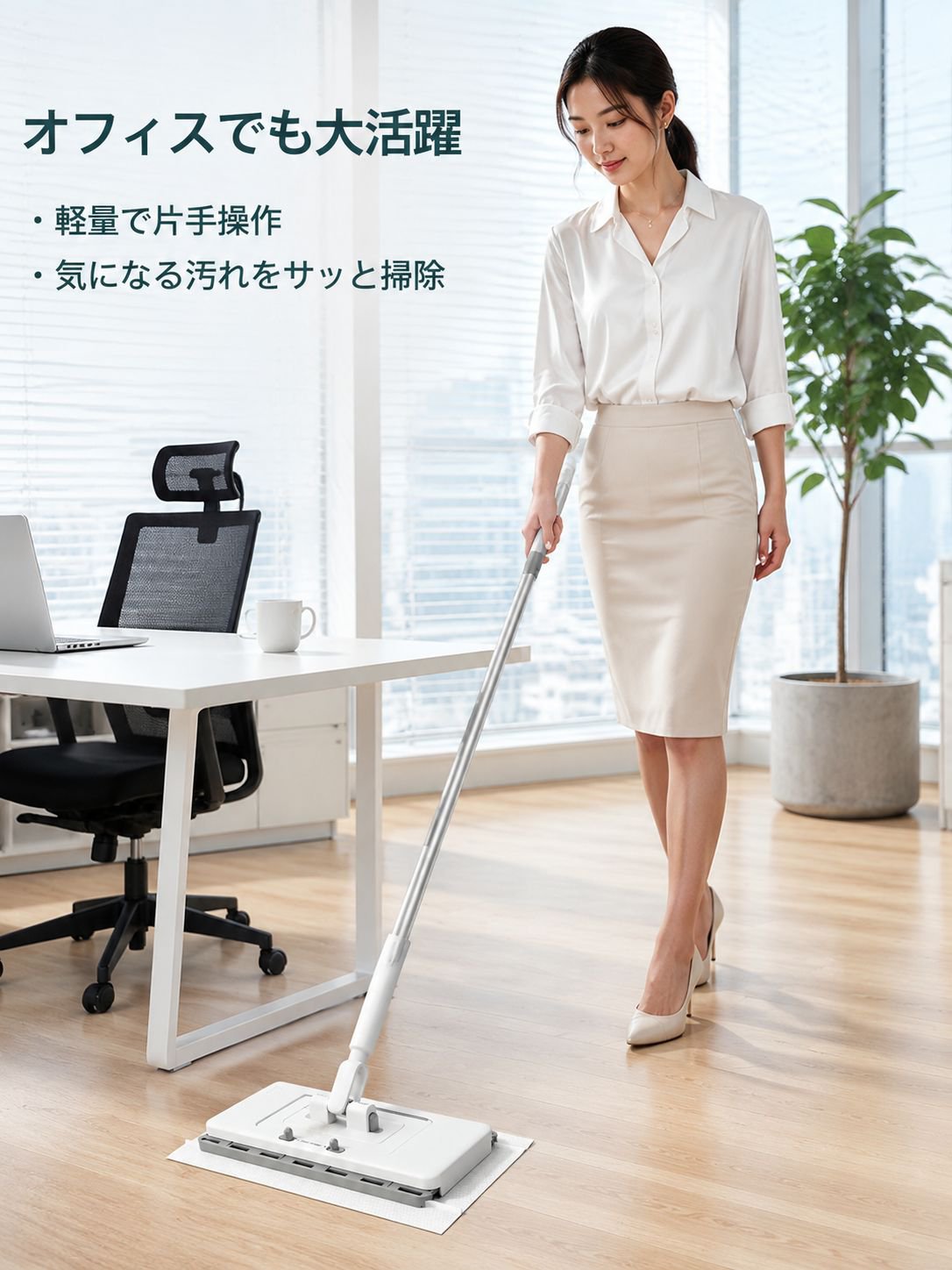 手洗い不要・乾湿両用多機能フェイスタオルモップ