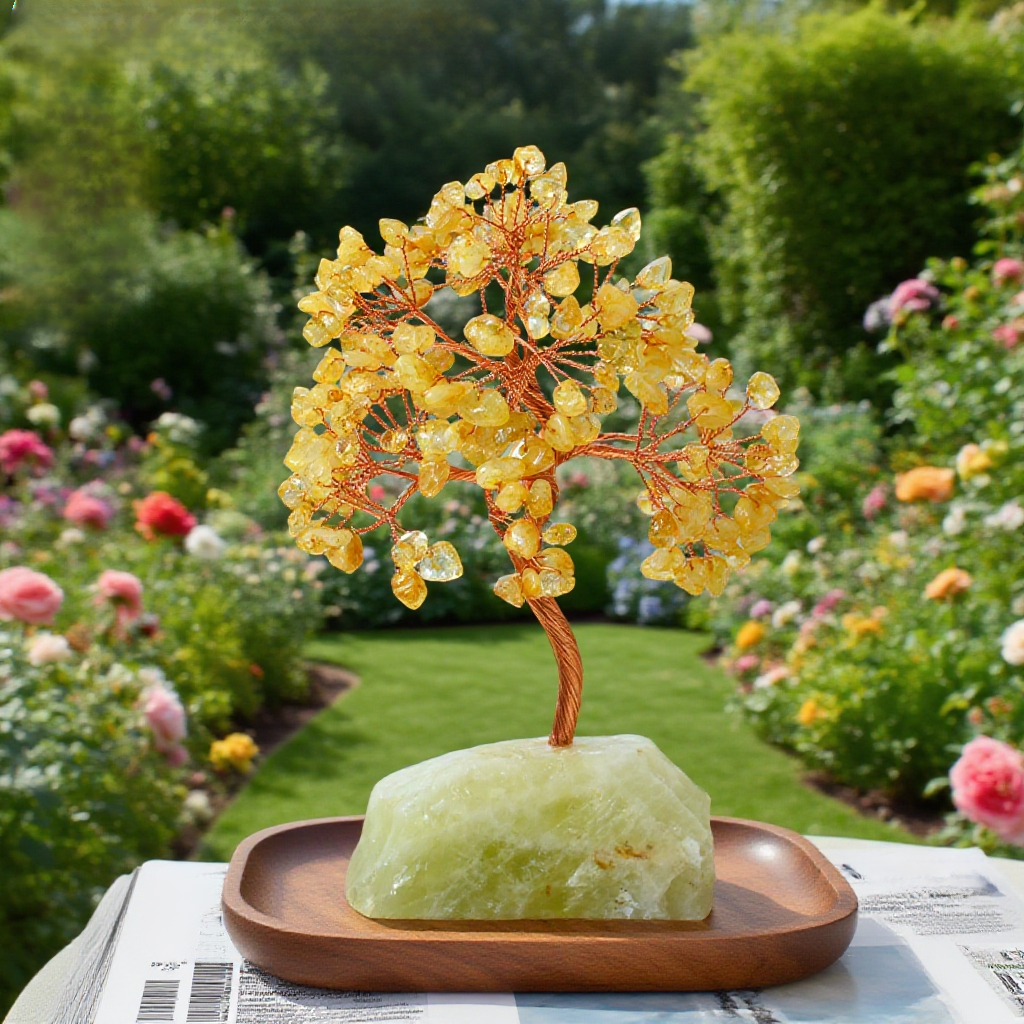 수정 원석 부자 나무 장식품