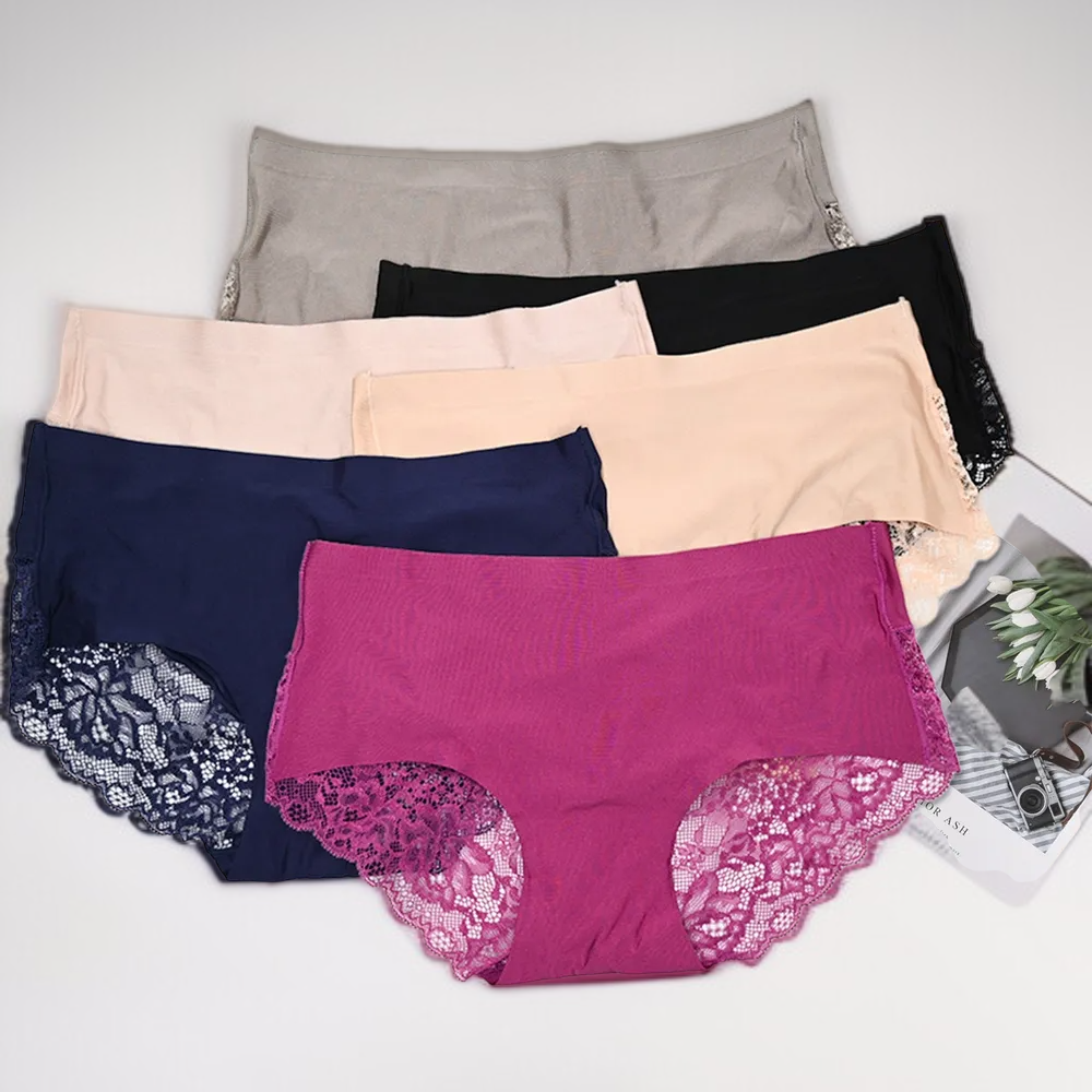 아이스 실크 솔기 없는 레이스 통기성 브리프
