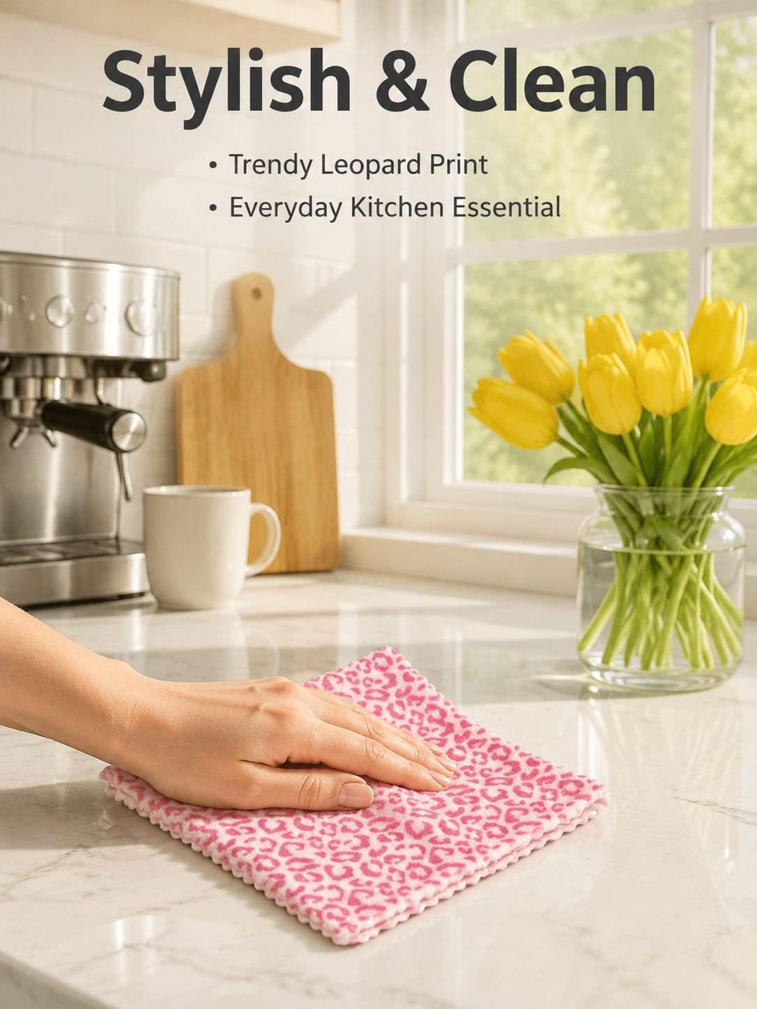 Leopard Print Thick Household Dishcloth, Highly Absorbent and Lint-Free