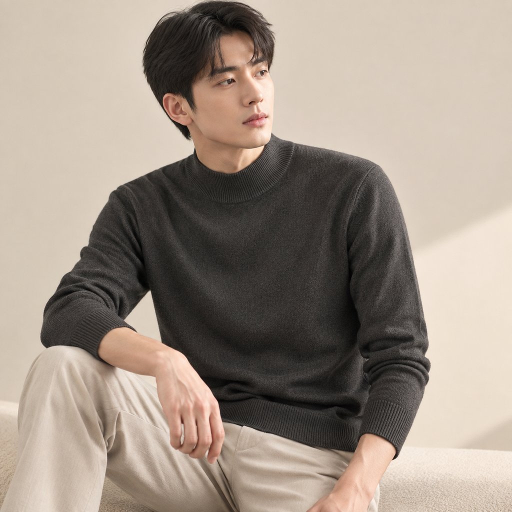 남성 봄·가을·겨울 신상 따뜻한 방모 반목 단색 니트 스웨터