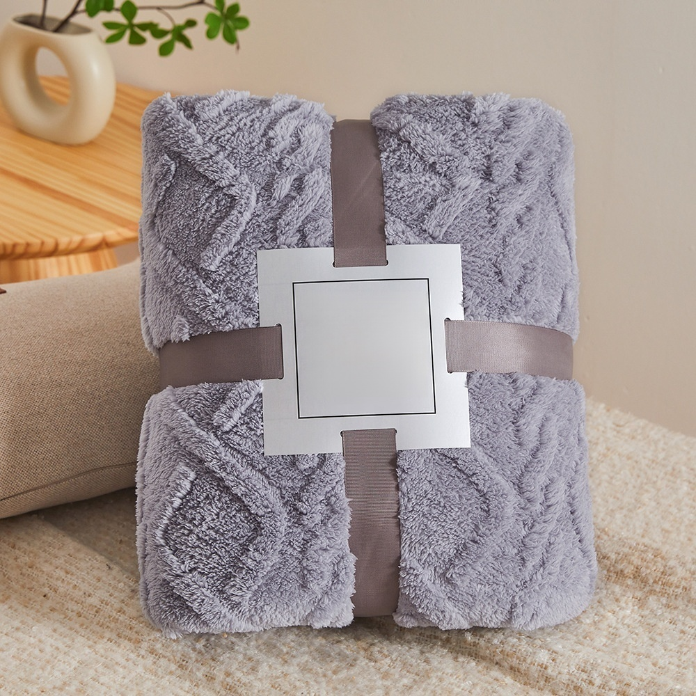 Manta de terciopelo coral AB, doble cara, jacquard de franela