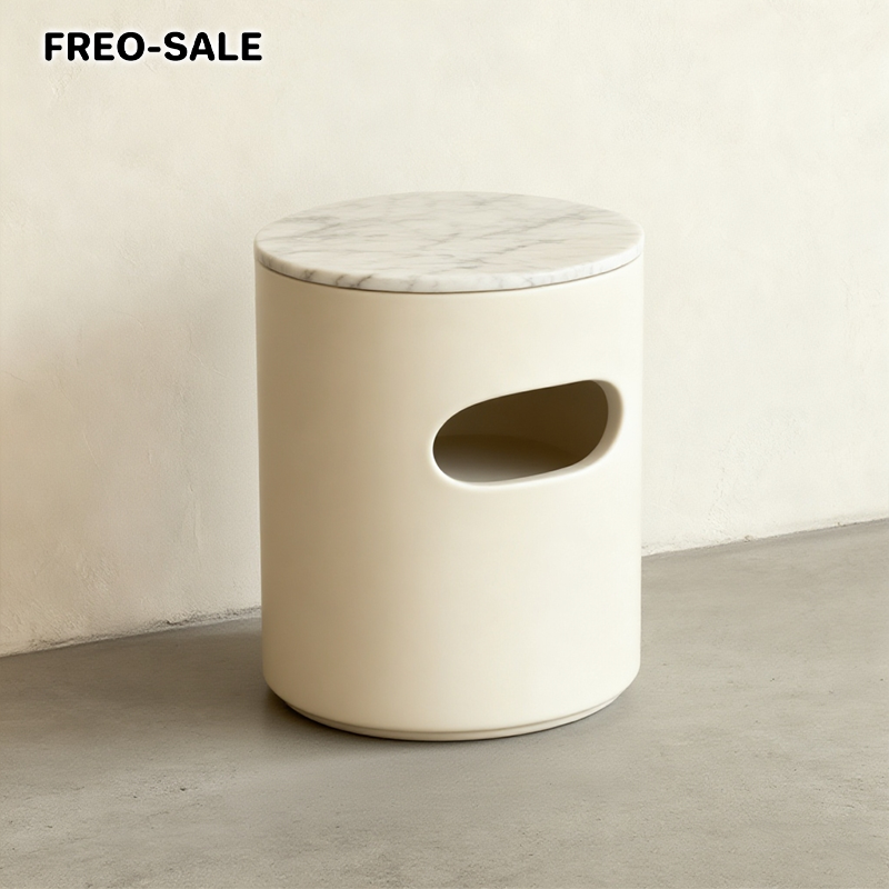 대리석 상판 원형 수납 사이드 테이블