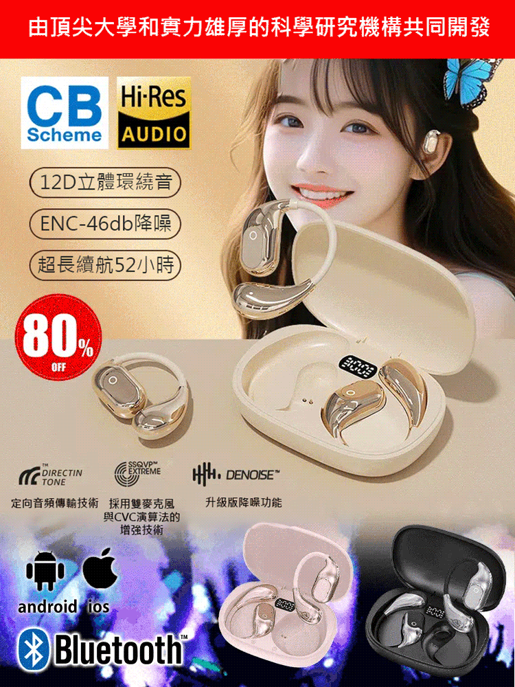 180°旋轉開放式OWS藍牙耳機