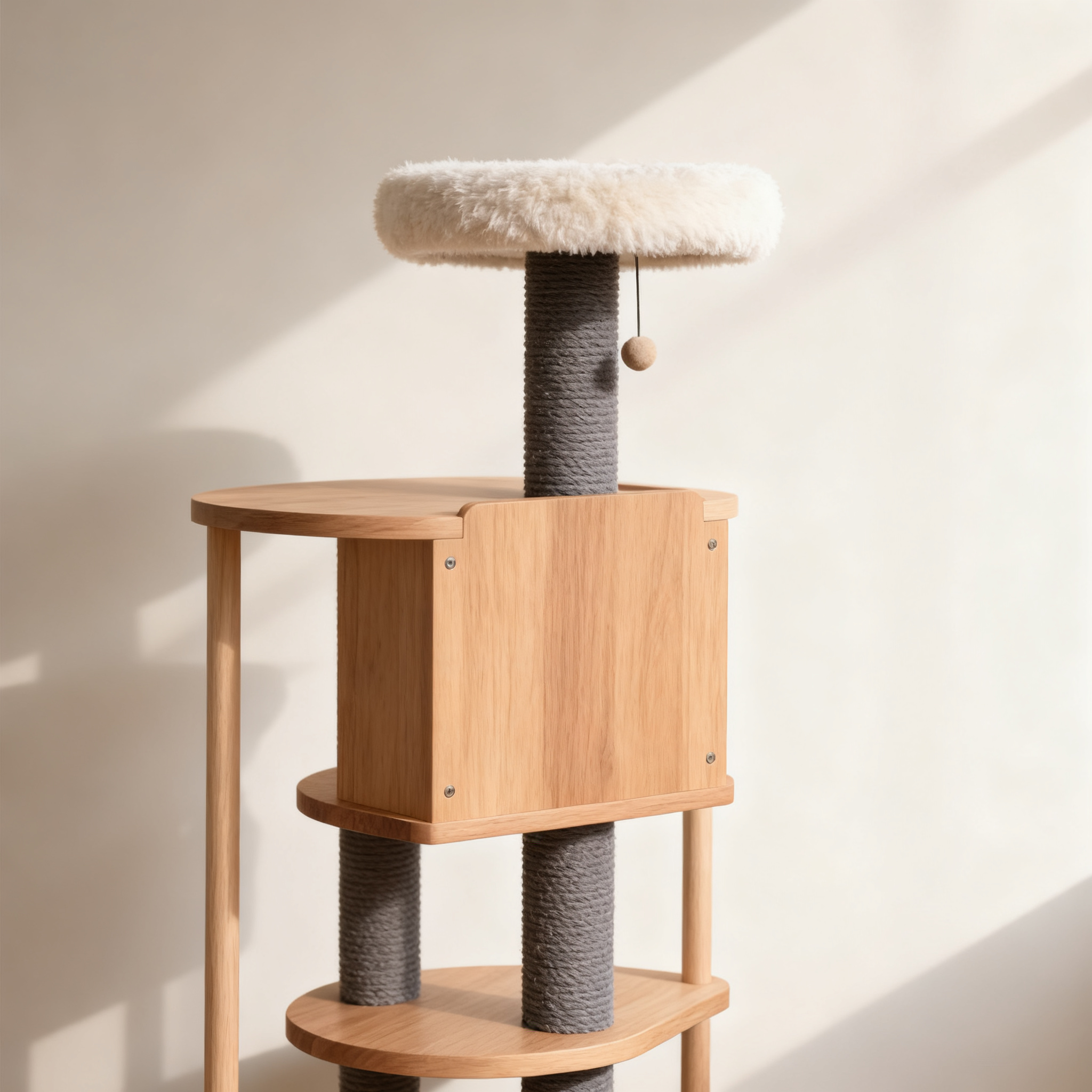 심플한 원목 벨벳 고양이 스크래쳐