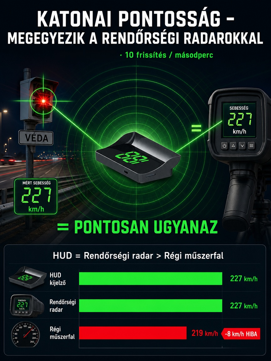 Autós HUD hordozható vetített kijelző GPS sebességmérő