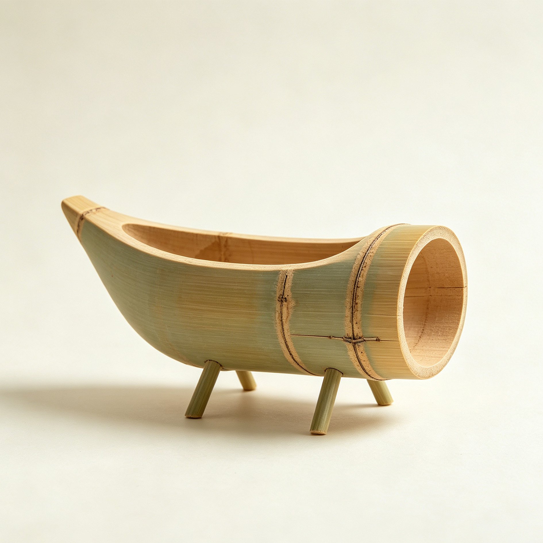 竹素材のナチュラルな舟型花器