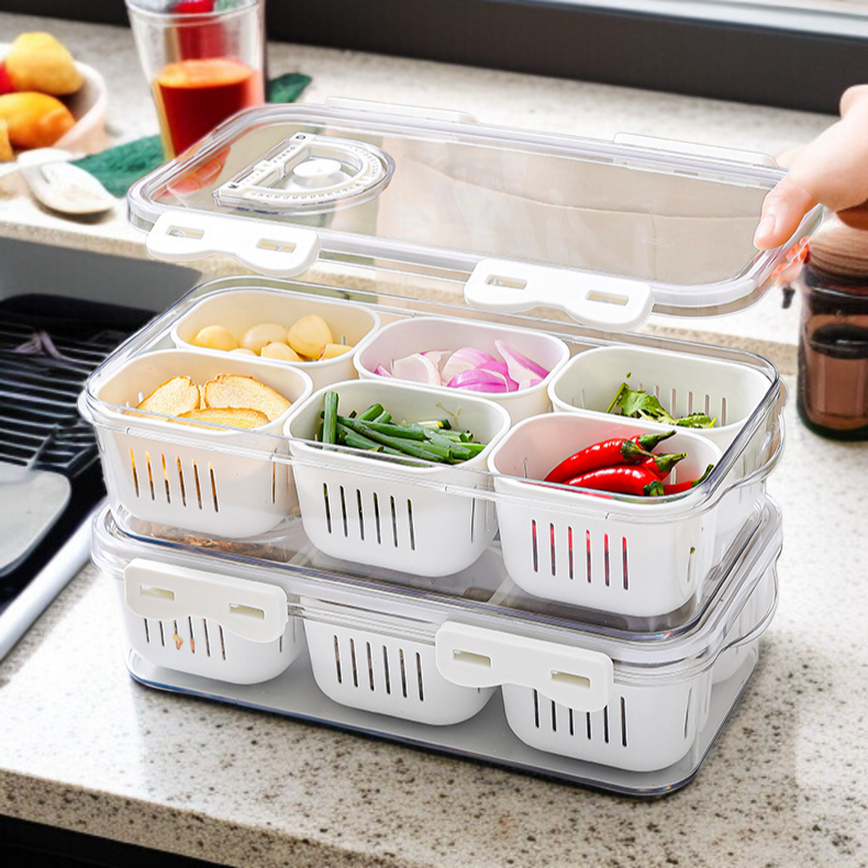 Food-Grade Transparent Multi-Compartment Storage Box