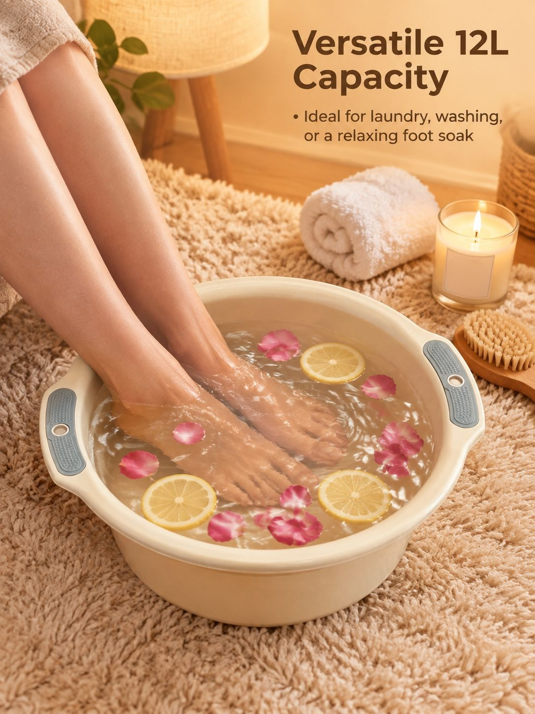 Lightweight household basin with easy-grip side handles
