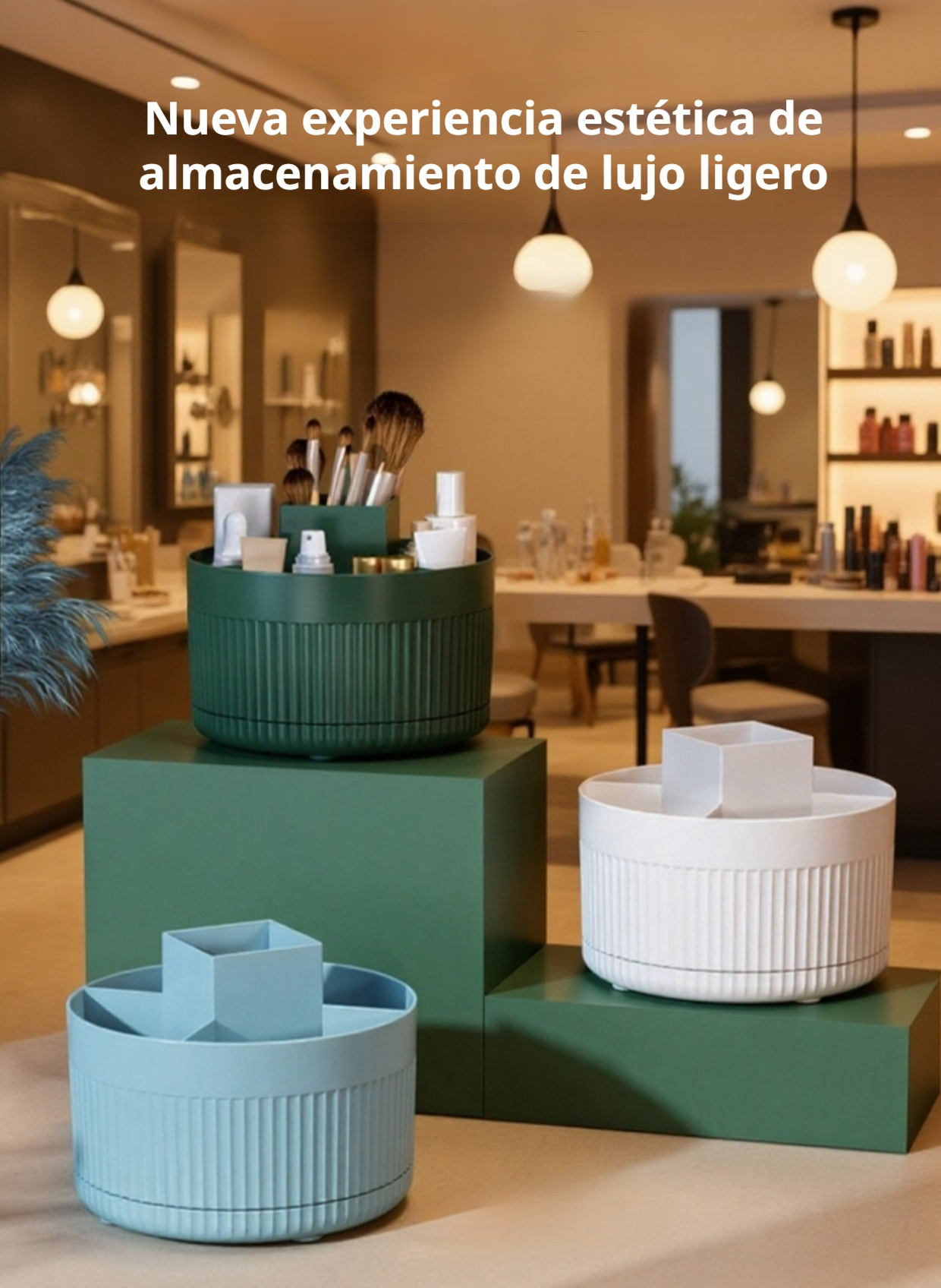 Organizador giratorio para productos de belleza y maquillaje