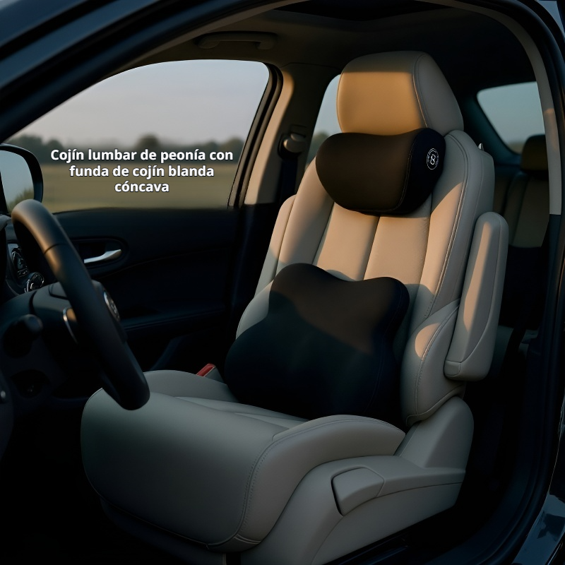 Cojín lumbar ergonómico para coche, soporte de espalda y cuello, almohada para reposacabezas