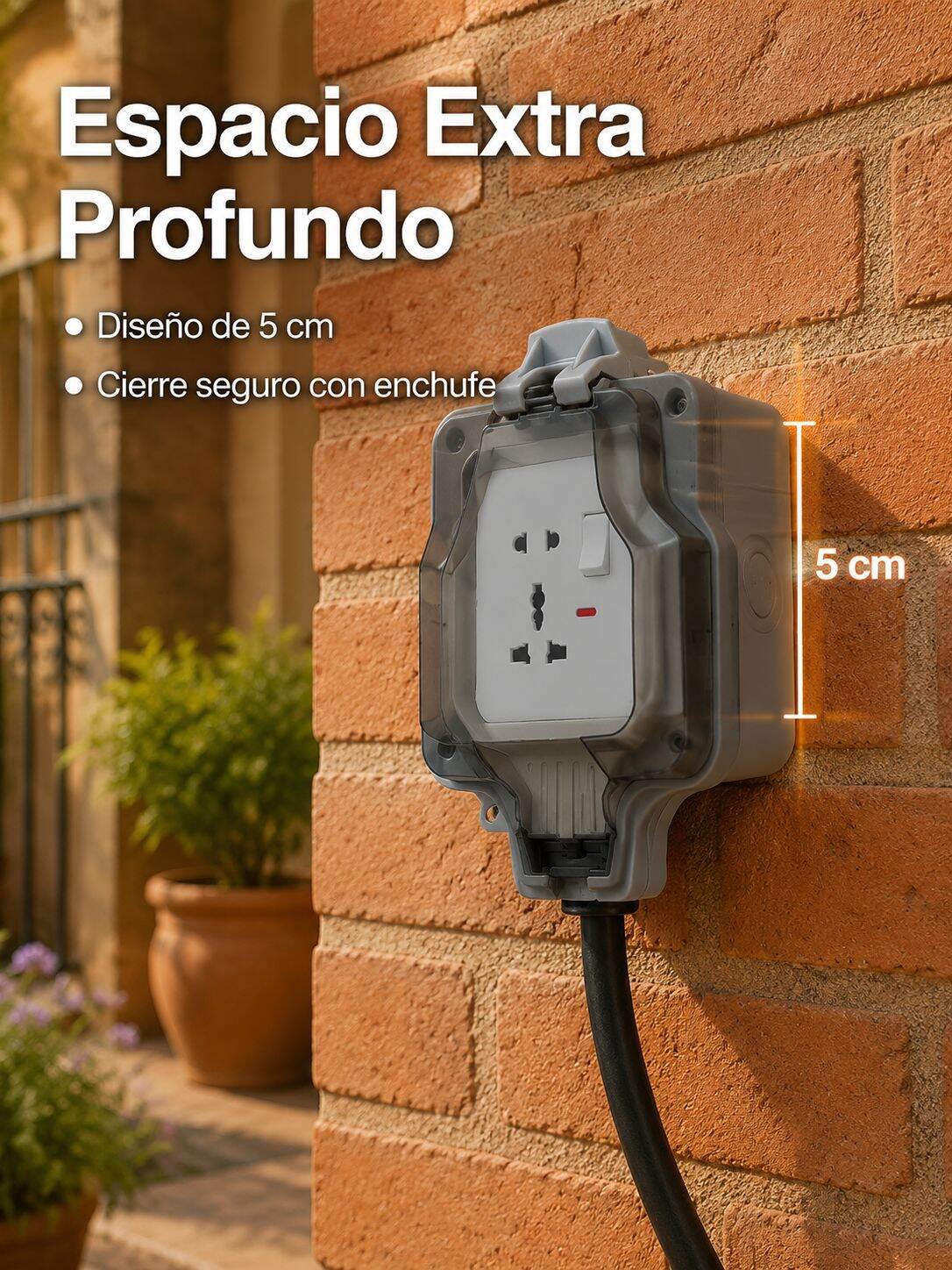 Enchufe eléctrico exterior seguro para lluvia