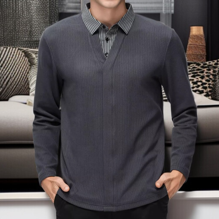 남자 루즈핏 맨투맨 데일리 통근 니트 긴팔 휴가 투피스 스트라이프 맨투맨 루즈핏 긴팔 니트 탑